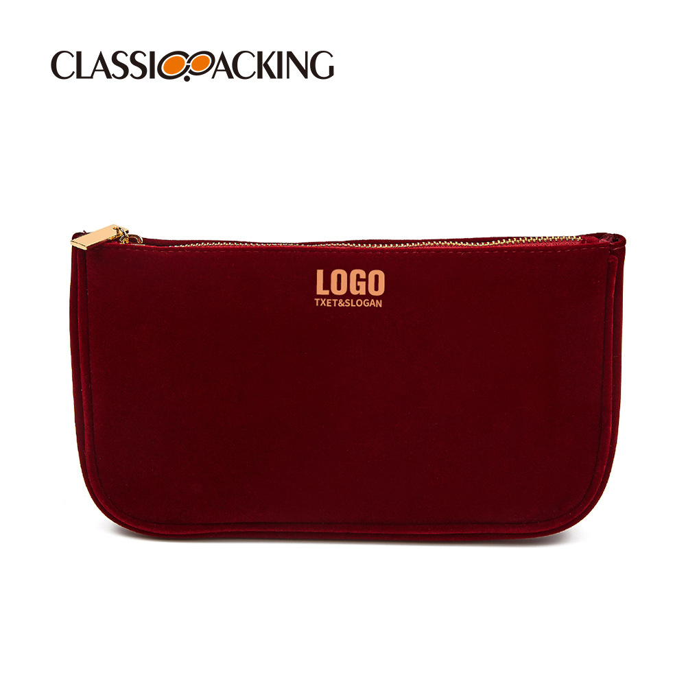 Venta al por mayor de fábrica de franela bolsa de cosméticos cena bolsa de almacenamiento de maquillaje de mano bolsa de almacenamiento de cremallera de gran capacidad LOGO se puede agregar