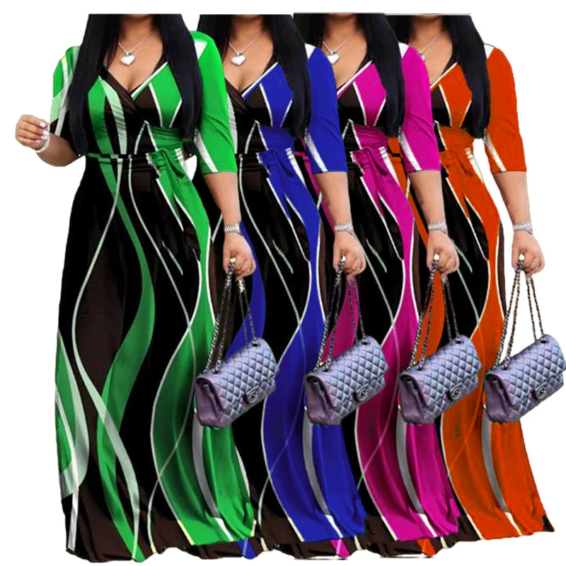 В наличии 024 независимая стойка популярное одиночное весенне-летнее платье на шнуровке с узкой талией AliExpress с принтом до локтя юбка желаний Amazon