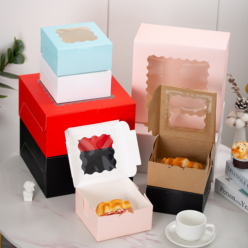 Caja de pastel transparente de ventana, caja de galletas, caja de muffin, caja de punto occidental, caja de embalaje de copo de nieve, caja de embalaje de galletas