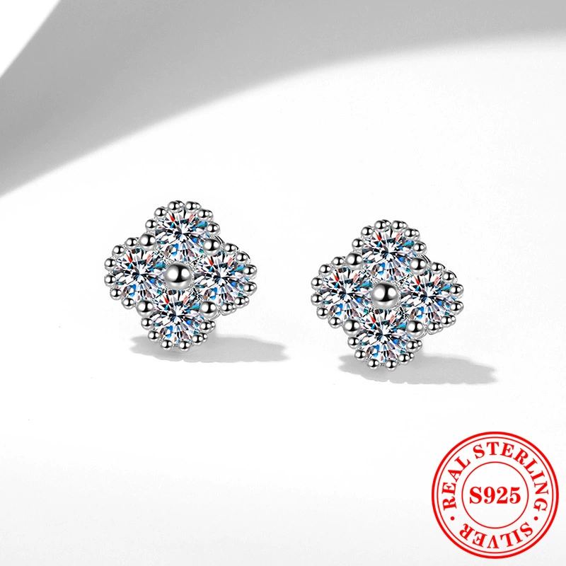 S925 стерлингового серебра Masuxis серьги женские высококачественные четырехлистные ушные украшения легкие и простые трансграничные специально для ушных гвоздей Masuxis