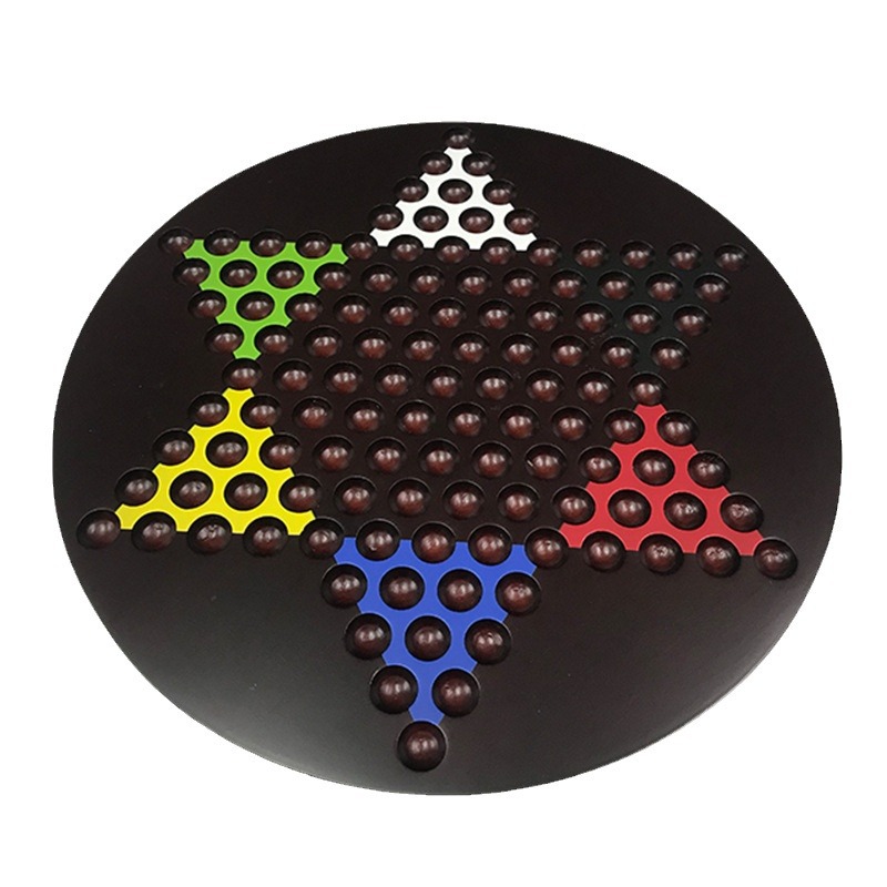 Alta calidad de madera maciza chino damas hexagonales goma madera haciendo tablero de ajedrez piezas de ajedrez niños Juego de inteligencia