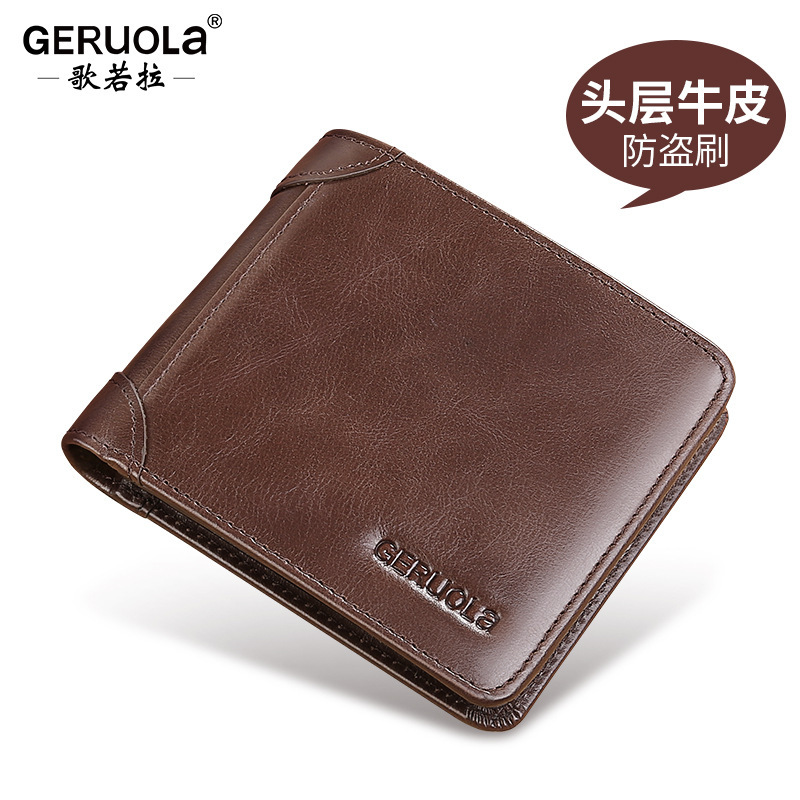 Venta directa de fábrica billetera para hombre billetera de cuero horizontal billetera de licencia de conducir billetera corta de cuero ultrafina para hombre