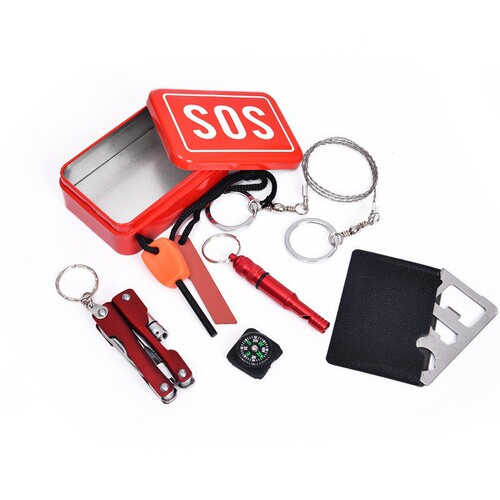 Best Selling Outdoor Travel Car First Aid Survival Kit First Aid Box Set Survival Box SOS Outdoor Emergency Survival Tool