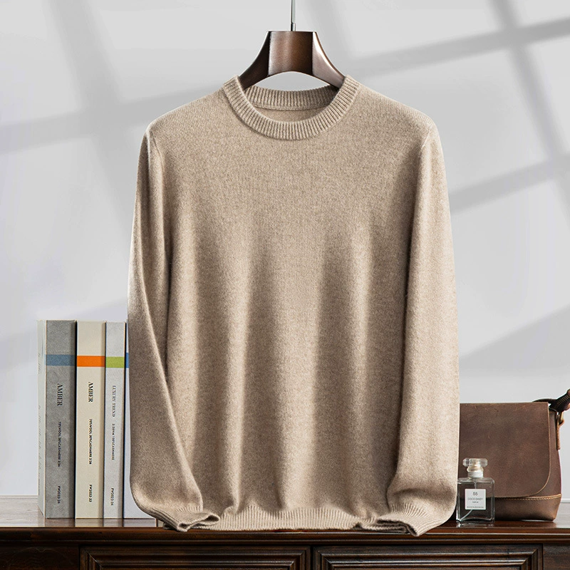 Cashmere knitted keep warm sweater, round collar, increased thickness, plus size