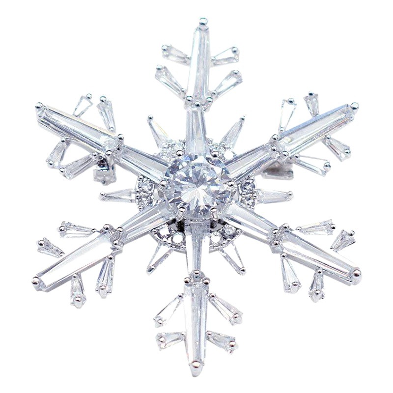 Estilo coreano nuevo copo de nieve ramillete de cobre femenino micro incrustaciones de circón broche de gama alta accesorios de ropa pin moda ramillete al por mayor