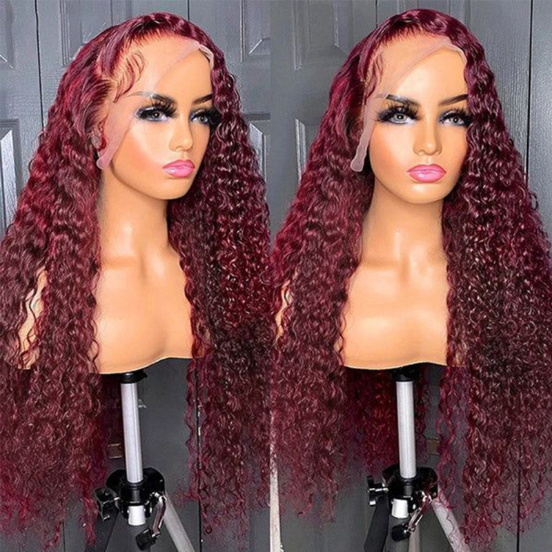 wine red Wig Lace Front Human Hair Wigs