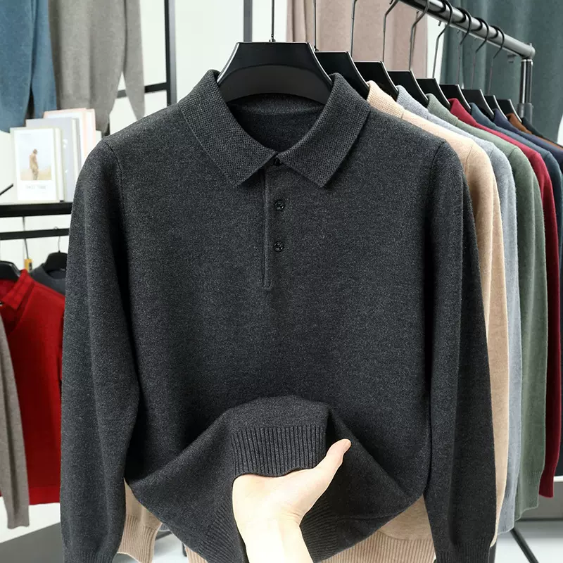 加厚仿羊绒羊毛衫冬季新款男士翻领针织长袖毛衣柔软亲肤打底衫男