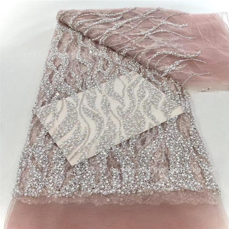 Tubo de bordado de perlas espuma tela de encaje tela de perlas clavos vestido de boda vestido de cena vestido de ceremonia tela
