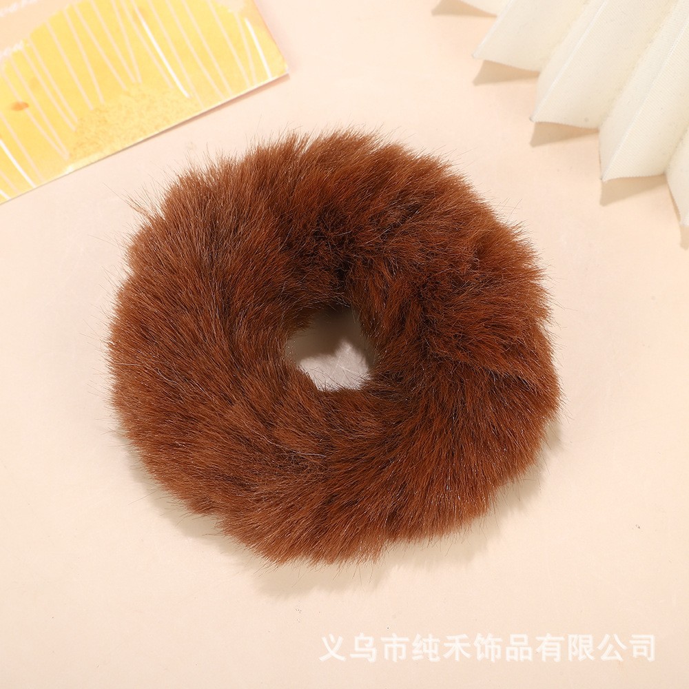 갈색 머리끈 - 털실 머리끈