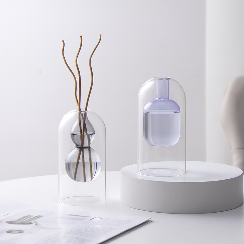 Amplificador de aromaterapia sin fuego Botella vacía Decoración de vidrio Botella Aceite esencial Estilo simple Fragancia de ratán de alta calidad Interior para el hogar