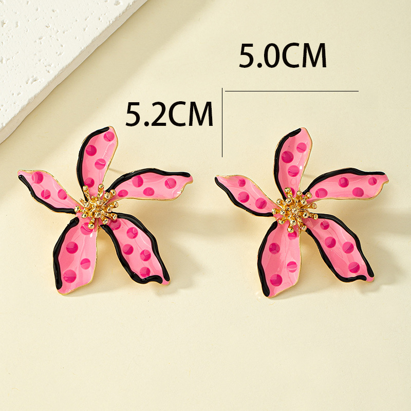 1 Pair Pastoral Flower Enamel Alloy Ear Studs display picture 4