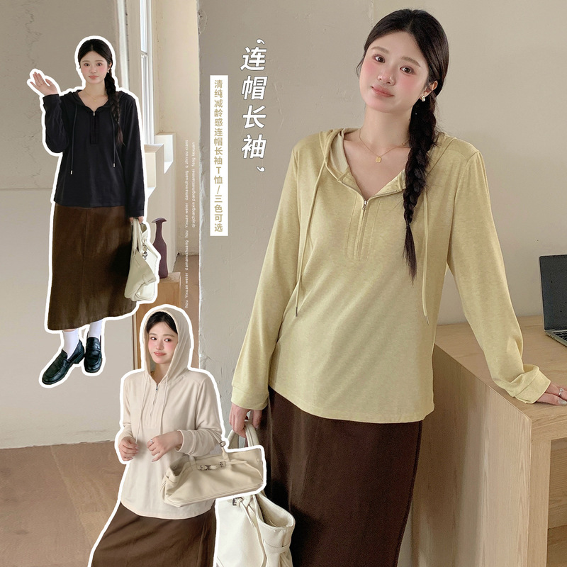 Inno Plus Size Women's Casual Hooded Long Sleeve T-Shirt 2026 Autumn Relaxed Fit Versatile Slimming Top 335347 Inno Plus Size Women's Casual Hooded Long Sleeve T-Shirt 2026 Autumn Relaxed Fit Versatile Slimming Top 335347