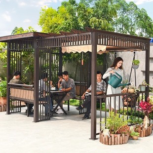 Outdoor swing grape trellis pavilion farmhouse garden villa climbing flat top sunshade outdoor pavilion pastoral garden