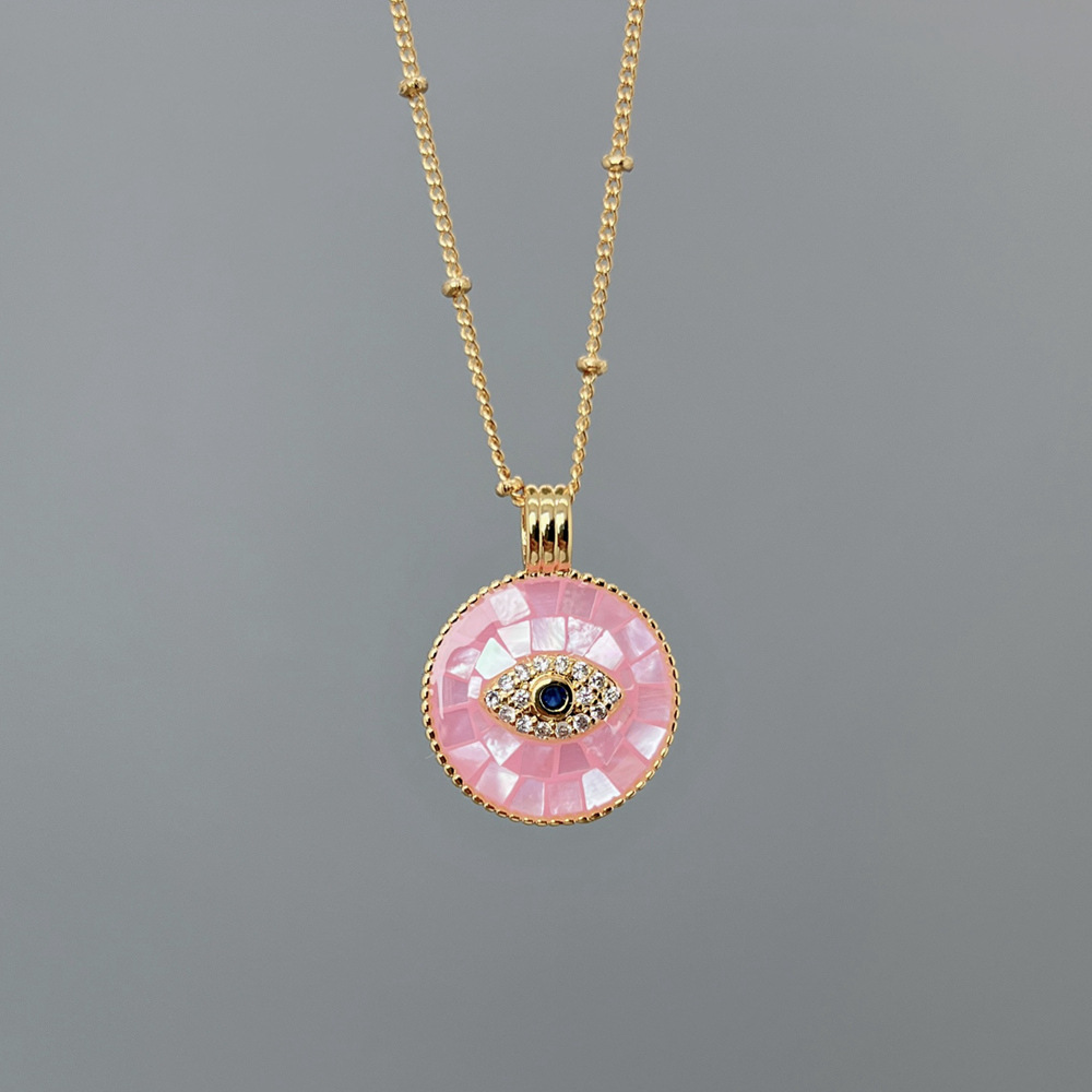 1 Piece Quantity Holiday, Daily, Street Occasion Shell Copper Plating Eye Zircon Pendant Necklace