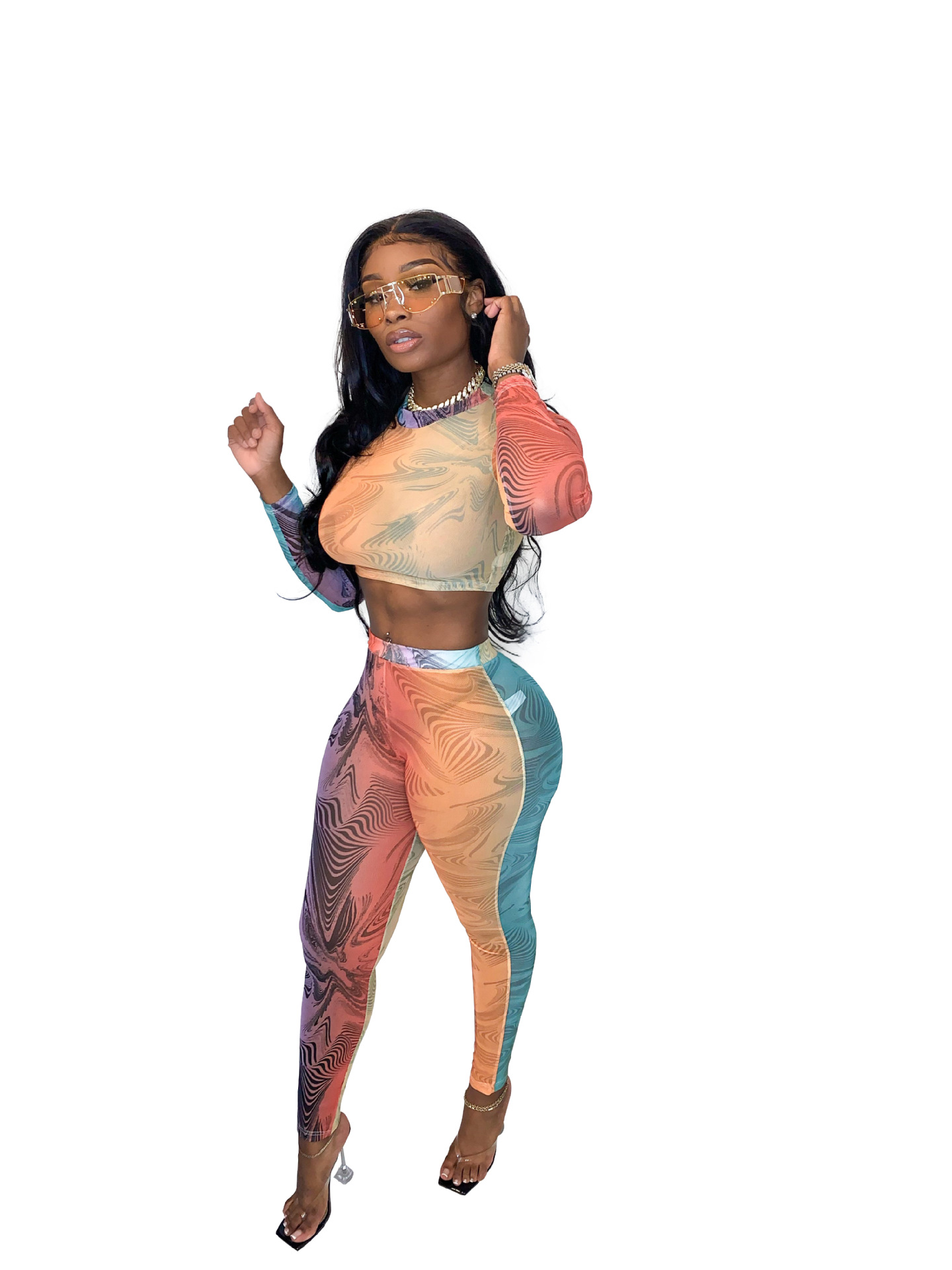 Daily Women's Streetwear Color Block Spandex Polyester Pants Sets Pants Sets display picture 10