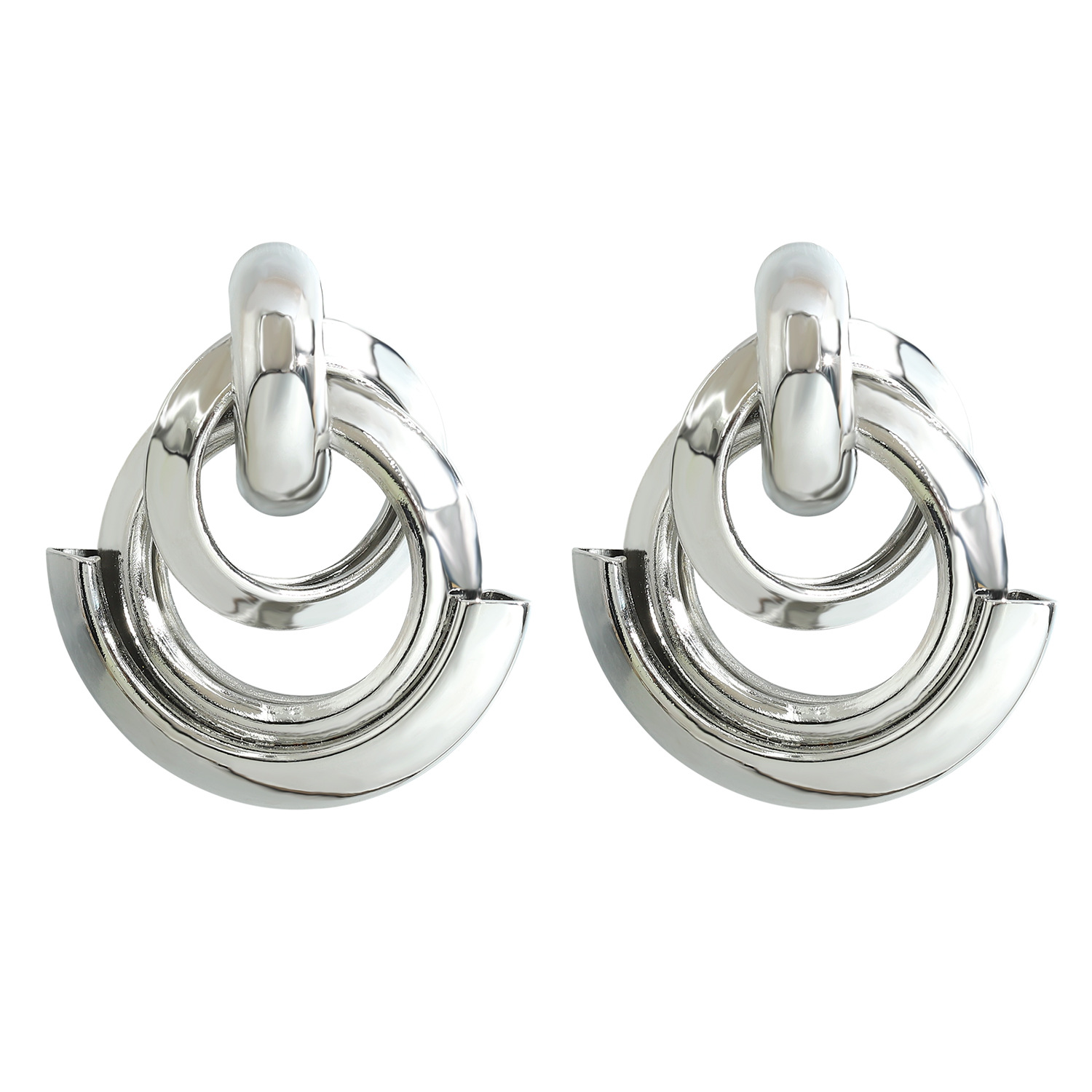 Fashion Electroplating Silver Circle Interlaced Earrings display picture 2