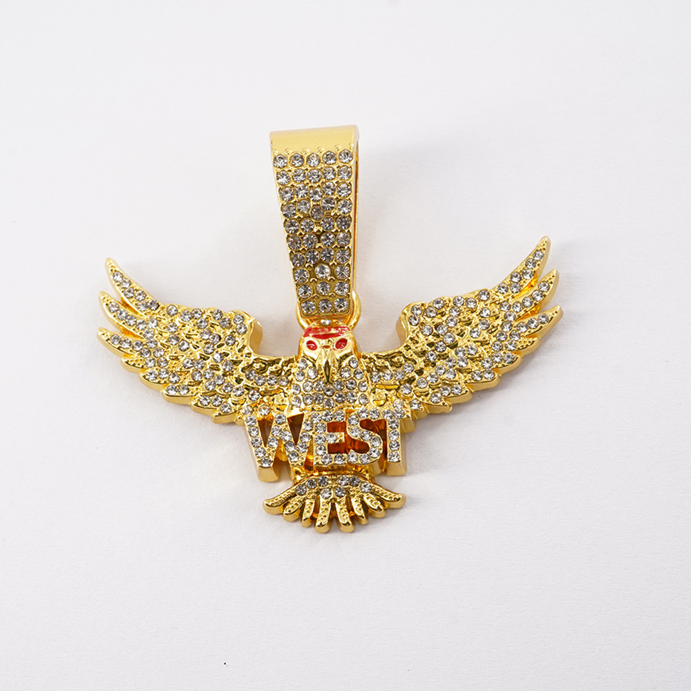 Juego de collar de 5mm de búho volador con diamantes dominantes de hip-hop para hombre, joyería de moda de diamantes completos tridimensionales de aleación
