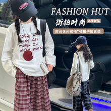 女童格子休闲裤套装洋气时髦2025新款秋季儿童时尚字母T恤两件套