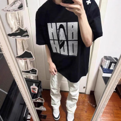 美式重工字母刺绣短袖男潮牌夏季2025新款宽松小众情侣装T恤上衣