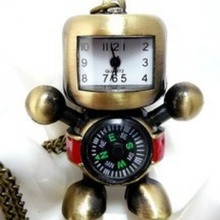 创意个性挂表 儿童表 古铜钥匙扣表挂件表 指南针机器人