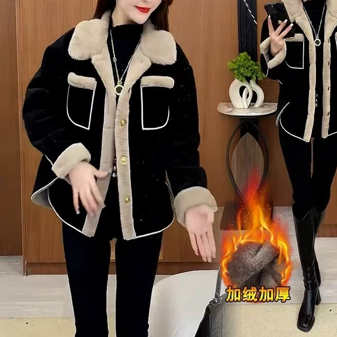 Плюшевая толстая маленькая ароматная куртка женский 2024 новый модный иностранный маленький топ