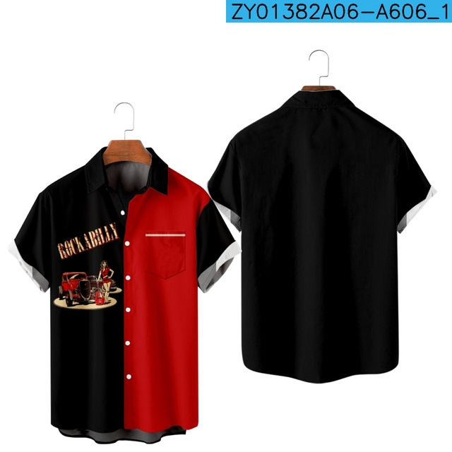 Camisa estampada digital 3D para hombres nuevos transfronterizos Camisa hawaiana de solapa de manga corta simple casual