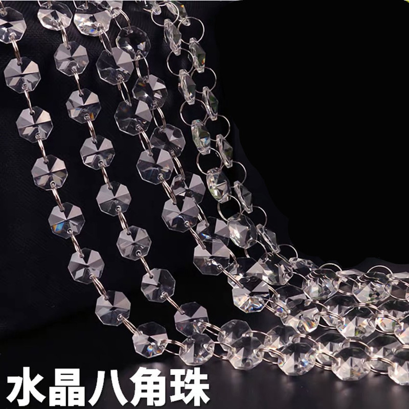 Wedding Crystal Octagonal Bead Curtain Decorative Props Bead Chain Lobby Decorative Crystal Bead Curtain
