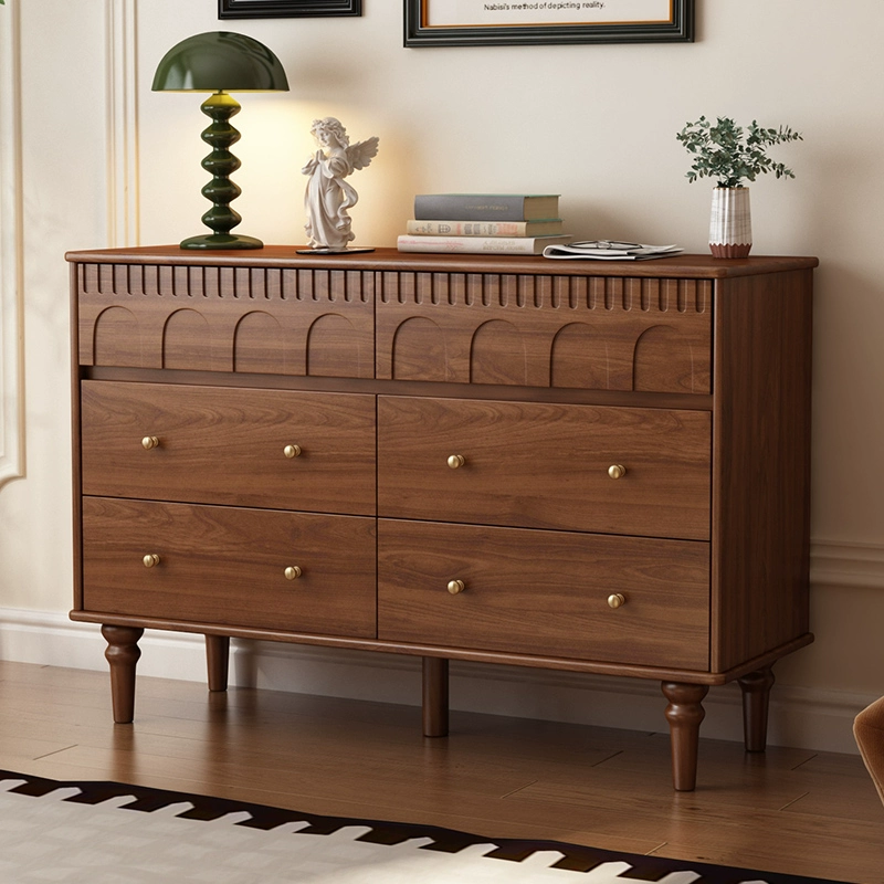 轻奢斗柜中古风木质靠墙置物五斗卧室床新复古储物六斗多功能斗柜