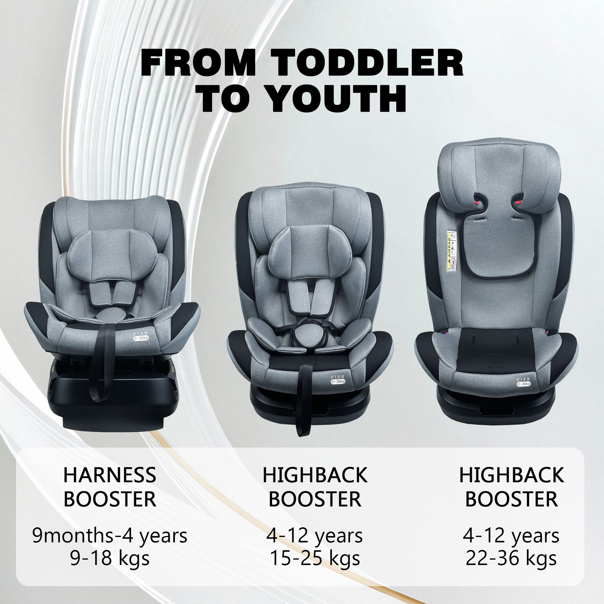 Spot 0~12 Years Old 360-Degree Rotating Safety Seat with Multi-Level Adjustment for Sitting and Lying down for Children's Cars