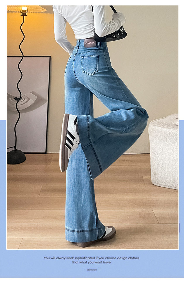 Quần jean ống rộng nữ cạp cao co giãn hai cúc phong cách Hàn Quốc — Quần Croptop Đen, Quần crop top màu xanh cao cấp, Quần xanh cao cấp, Tiện ích mở rộng màu xanh cao cấp chi tiết 18