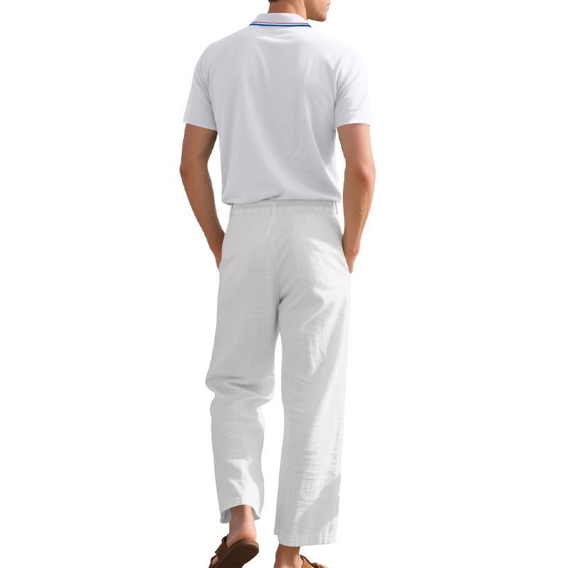 Men's Clothing Men's Business Casual Suit Summer Simple Shirt Short Sleeved Linen Trousers For Formal & Casual_viptrois.com