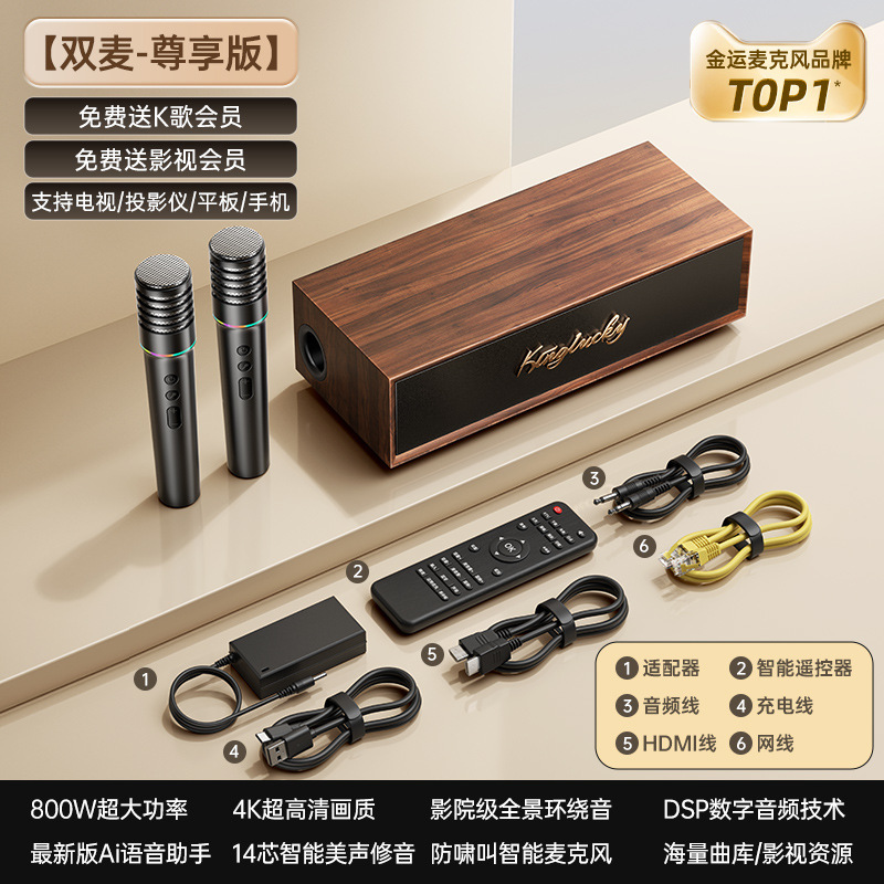 金運v1 bluetoothスピーカー家庭ktv音響セット知能点歌機家庭用アンプ一体マイクk歌|undefined