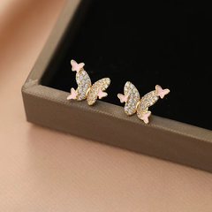蝶儿飞飞满钻耳钉女韩版小众时尚设计耳环2025年新款潮气质耳饰