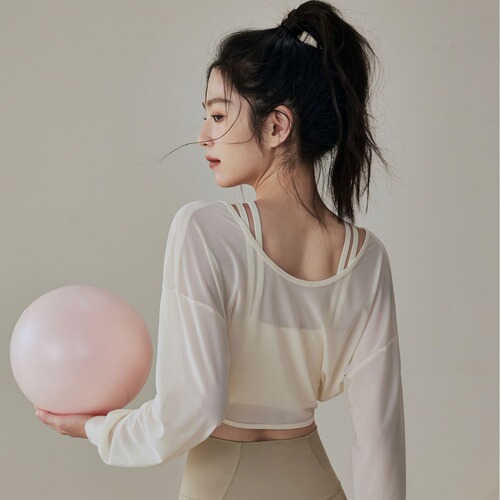 Women's Autumn/Winter Yoga Top with High-End Feel, Long Sleeve Exercise, Quick-Drying Cover Shirt, Pilates Training Fitness Suit Set