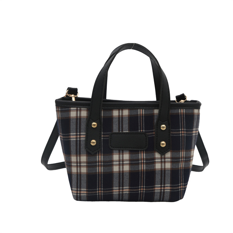 Bolsa de tela a cuadrícula 2024, nuevo otoño de gran capacidad, bolso de hombro, bolso de brazo, bolso de cubo de agua, bolso de mano