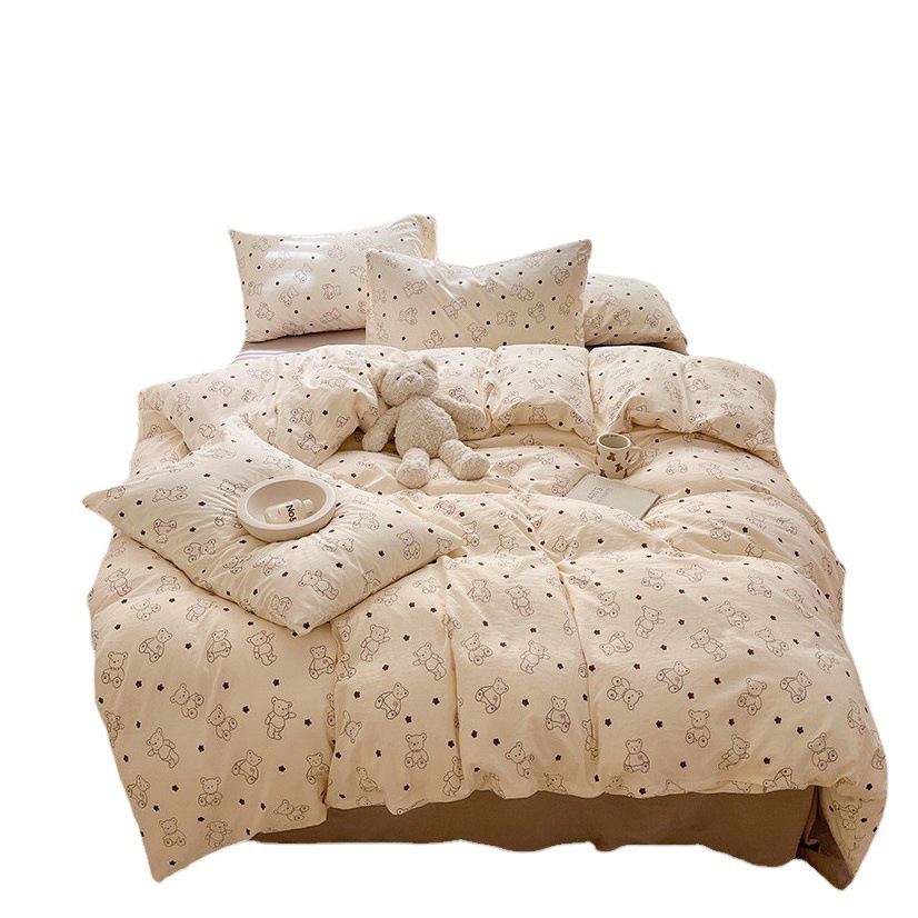 Juego de Ropa de Cama de Cuatro Piezas de Algodón Tejido Youyixin, Juego de Tres Piezas Estilo Sábana Ajustable, Ropa de Cama de Fabricante de Nantong, Tejida y Engrosada.