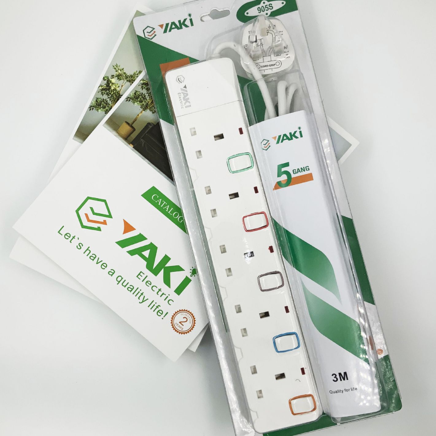 YAKI外贸英规接线板英式插排排插多用孔插座英标插头带保护插座板