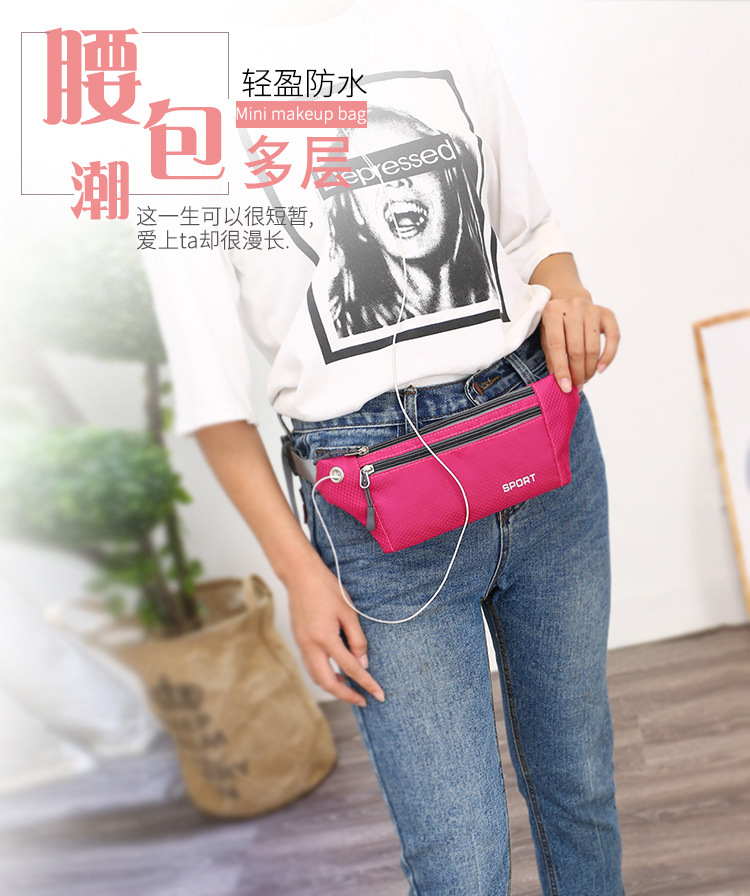 Bolsa de cintura de nylon impermeable bolsa de cintura de tela hombres y mujeres disponibles deportes corriendo bolsa delgada BOLSA DE TELÉFONO MÓVIL bolsa de ocio al aire libre al por mayor