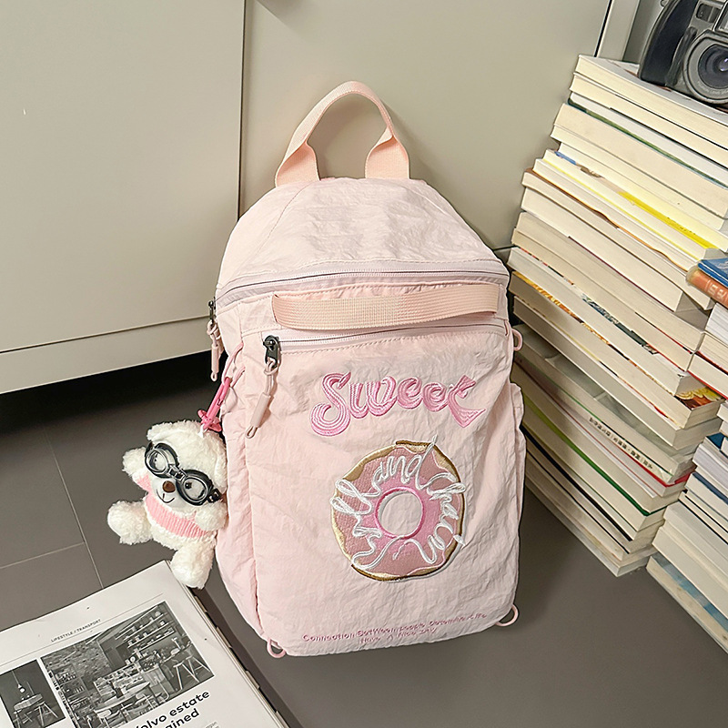 小型軽量ドーナツ刺繍巾着バッグ、小さくて可愛らしいリュックサック、アウトドア旅行やレジャーに最適なバックパック|undefined