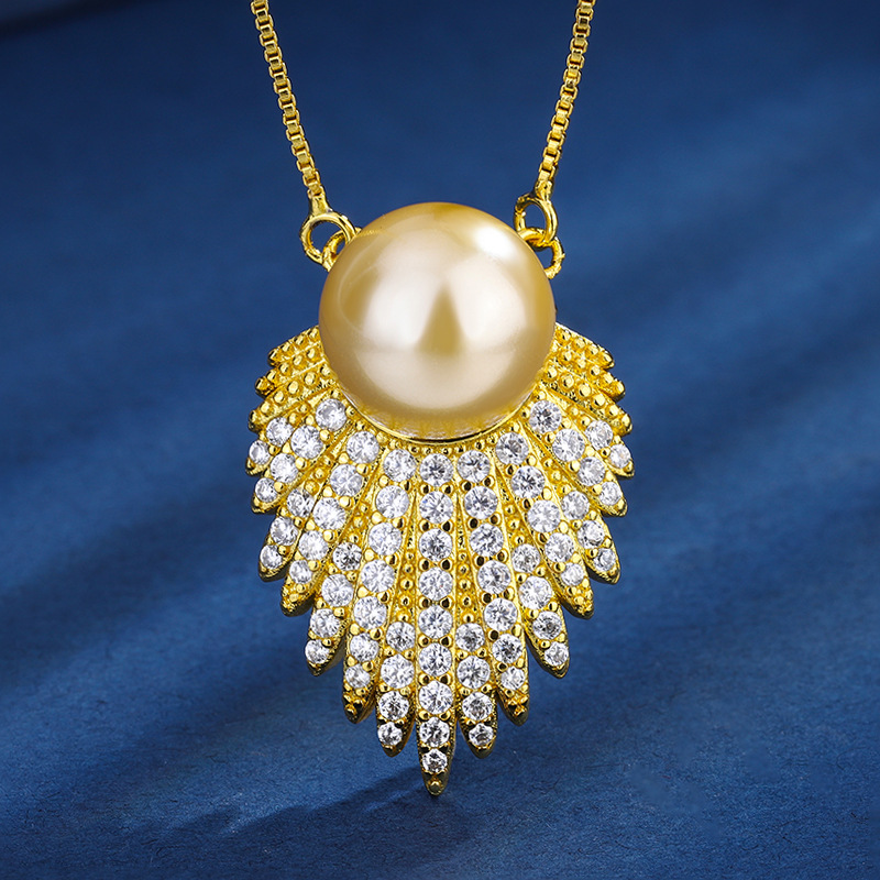 Zhuang Sheng joyas cobre inferior chapado en oro con incrustaciones de perlas fritillary coreano simple oro perla traje 12mm al por mayor