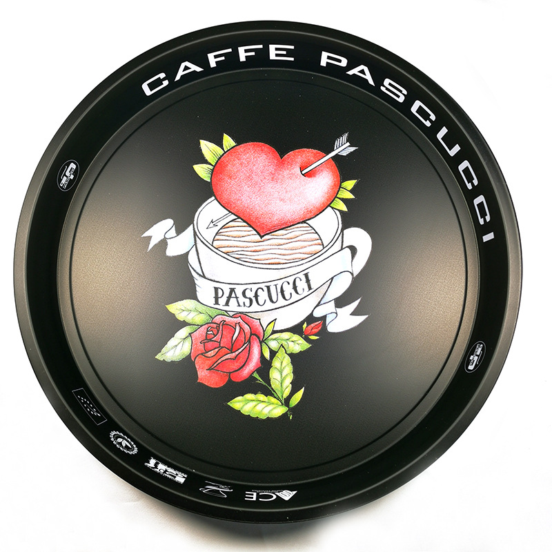 工厂定制铁托盘358大号圆形托盘马口铁啤酒铁盘面包包装托盘定做