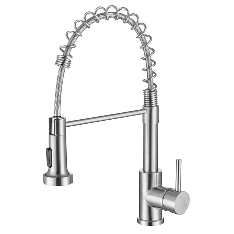 Grifo de Cocina Extensible de Acero Inoxidable con Agua Caliente y Fría y Doble Salida de Agua