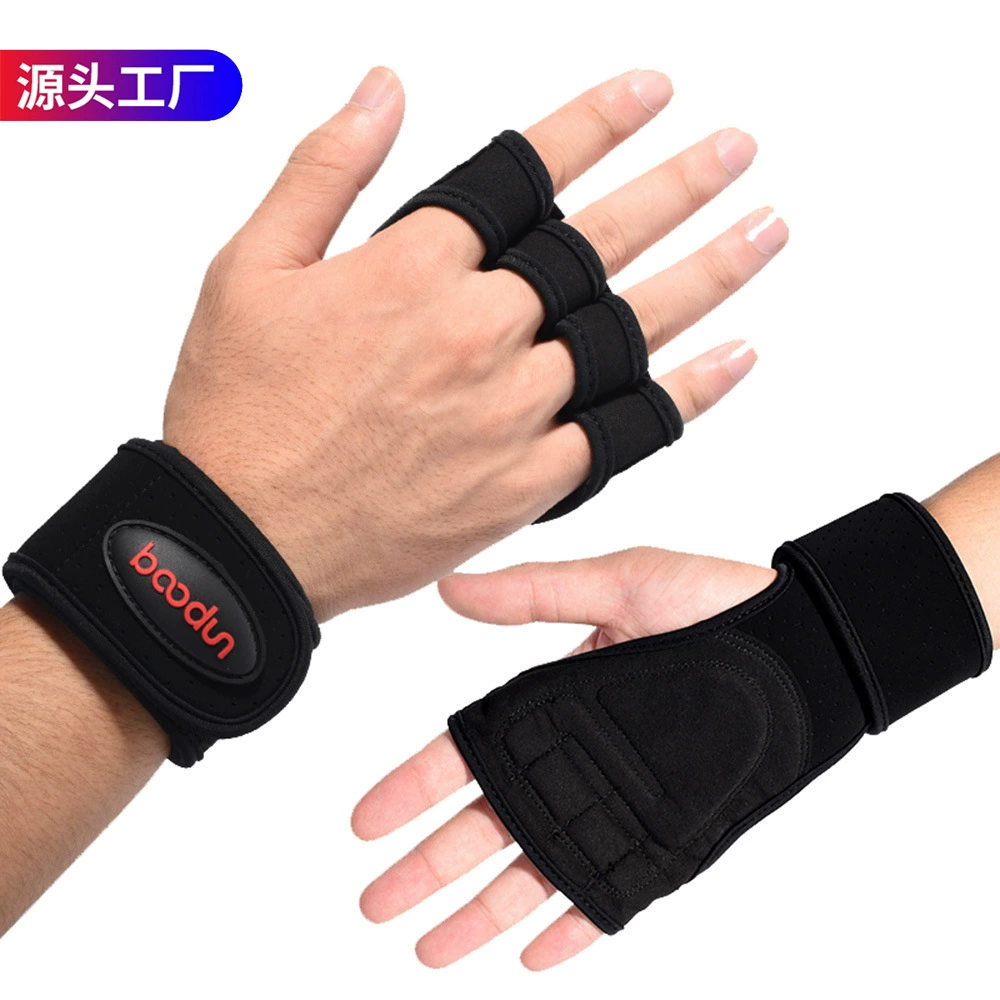 Оптовые поставки: трансграничные мужские и женские перчатки для фитнеса с поддержкой запястья, ремни для подтягиваний и становой тяги, нескользящие спортивные перчатки, защита ладоней