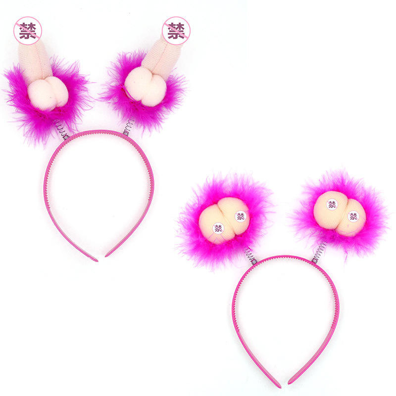 Bridal Party Headwear Party Wig Circle Sexy Pink Pussy Headband Female Bachelorette Party Supplies