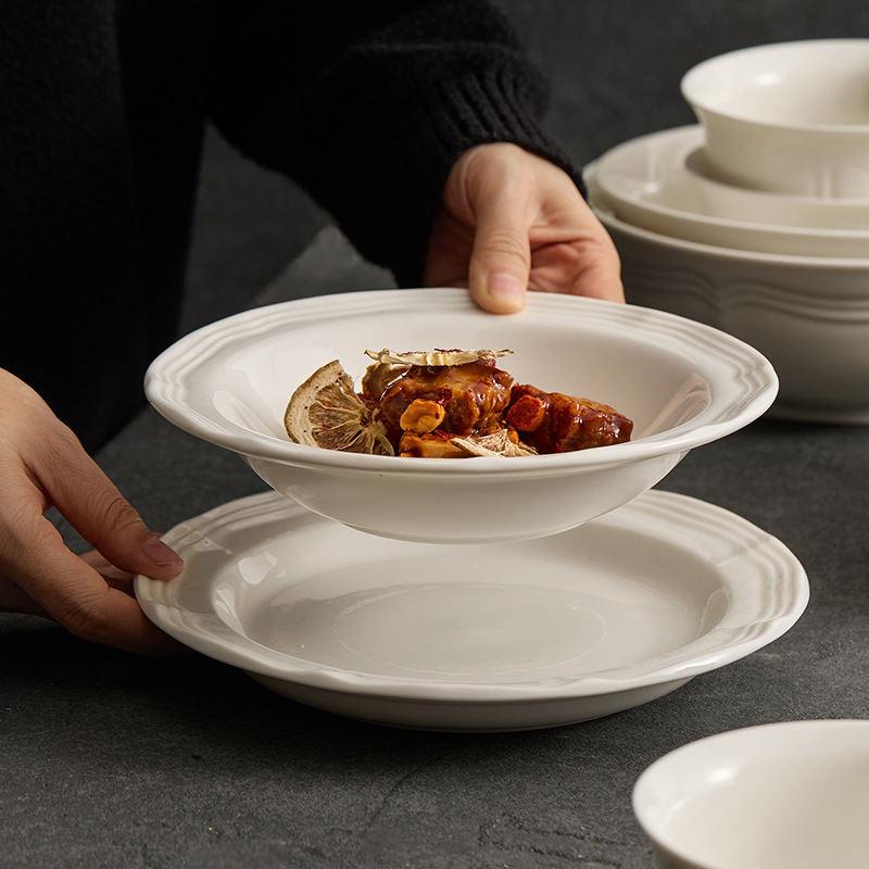 Dehua White Porcelain Tableware 2025 New Style High-End Exquisite High-End Household Ceramic Plate Dish Deep Plate Dehua White Porcelain Tableware 2025 New Style High-End Exquisite High-End Household Ceramic Plate Dish Deep Plate
