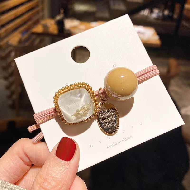 Elástico joyas de cabello de moda con frijoles frescos M anillo de cereza cuerda de cabello al por mayor de la banda de goma cabeza de 100 bolas de cabello rojo una variedad de alta elástica