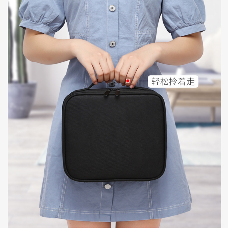 Bolsa de cosméticos conveniente de doble capa de gran capacidad, caja de cosméticos portátil de maquillaje profesional, bolsa de almacenamiento de cosméticos grande simple