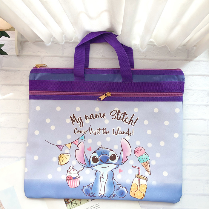 かわいい学生漫画ポータブルドキュメントバッグオックスフォード布 A4 二層ドキュメントバッグジッパーバッグ情報バッグ家庭教師バッグ|undefined