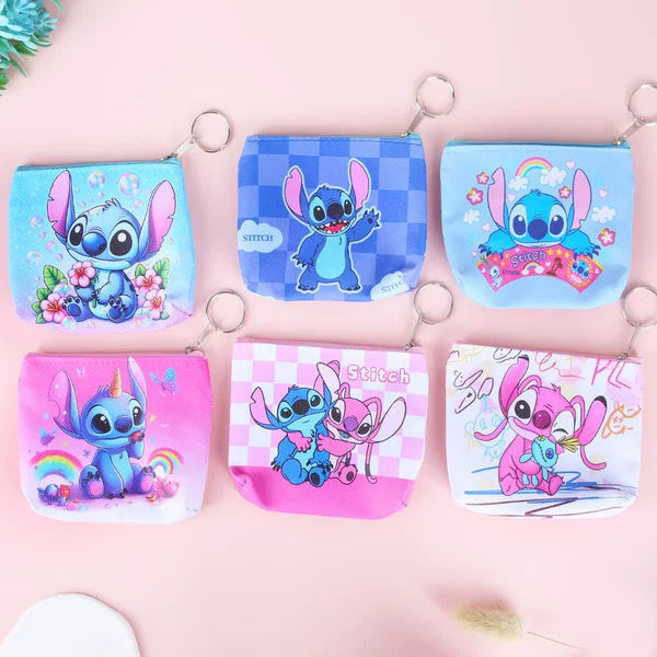 New Cartoon Stitch Mini Coin Purse Blue Rabbit Stitch Portable Cartoon Bag Keychain Prize