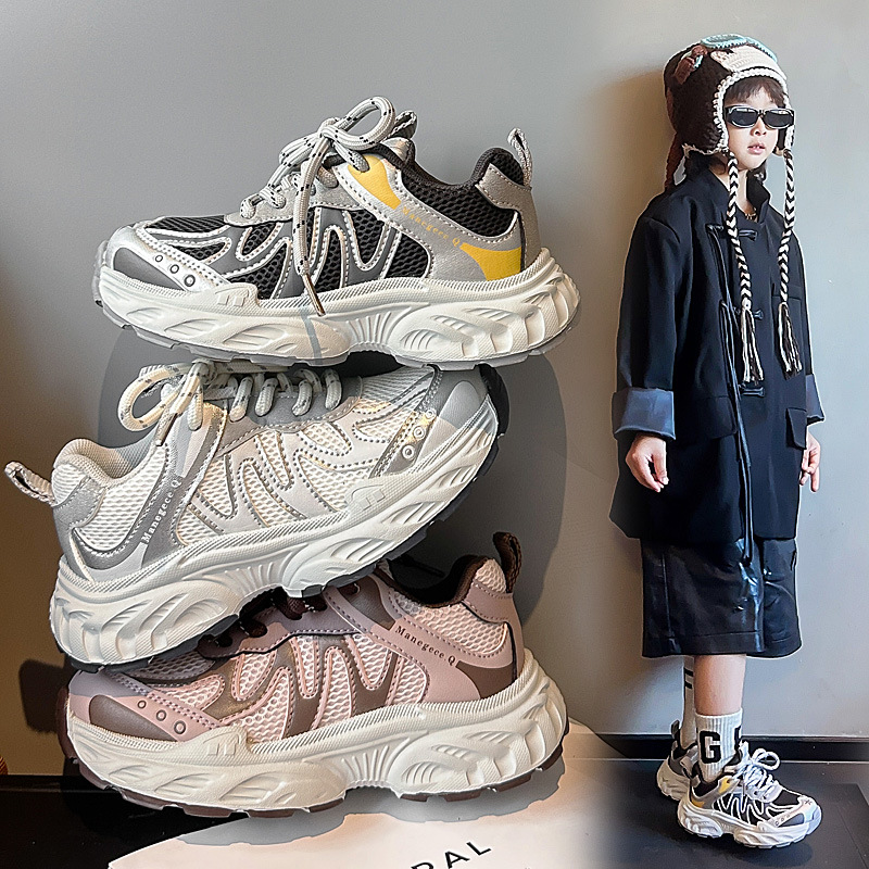 Mesh Breathable Children's Sports Shoes Autumn New Non-Slip Boys' Shoes Jogging Shoes Girls' Dad Shoes Student Shoes